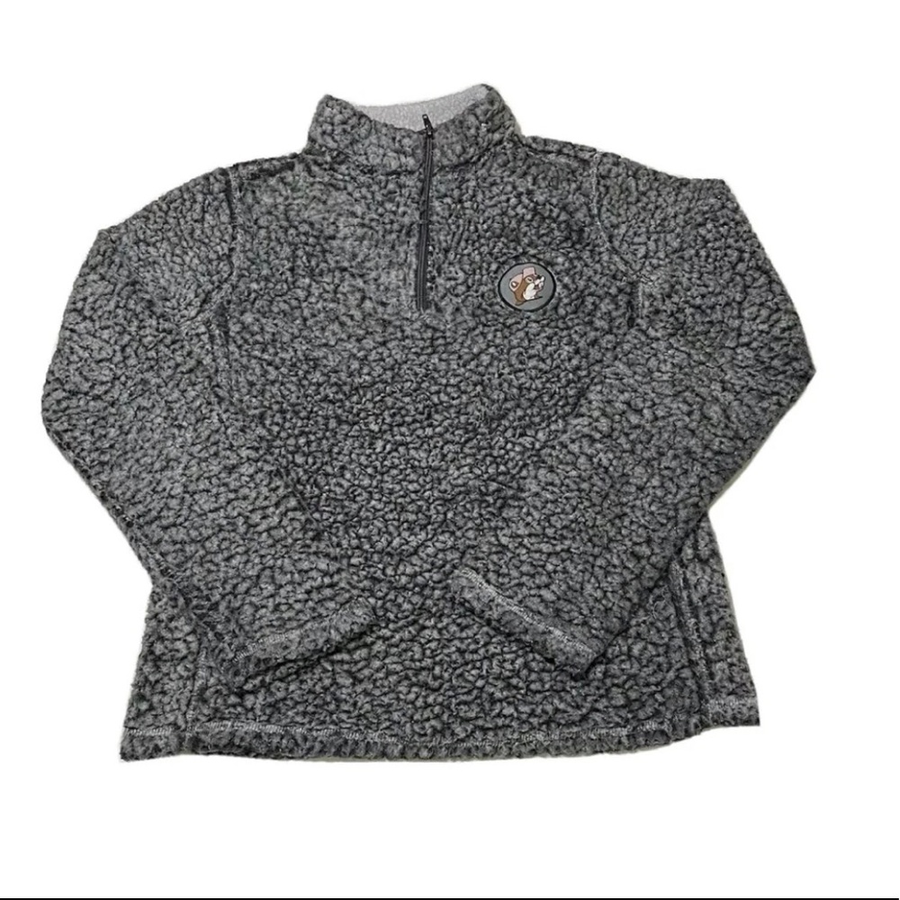 Buc-ee’s Sweater Women’s size Large Grey Sherpa Fleece